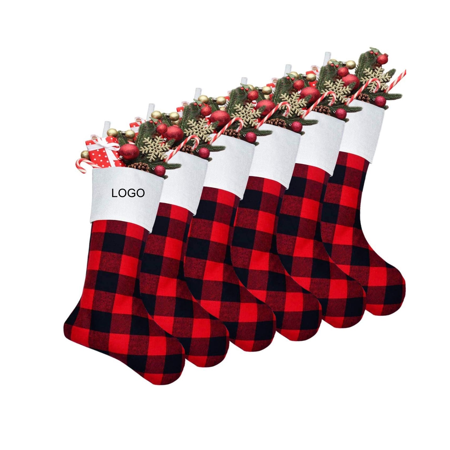 Fireplace Hanging Stockings for Family Christmas Decoration 1