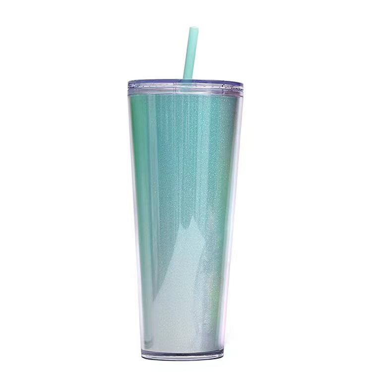 26oz Acrylic Tumblers with Colored Lids and Straws 1
