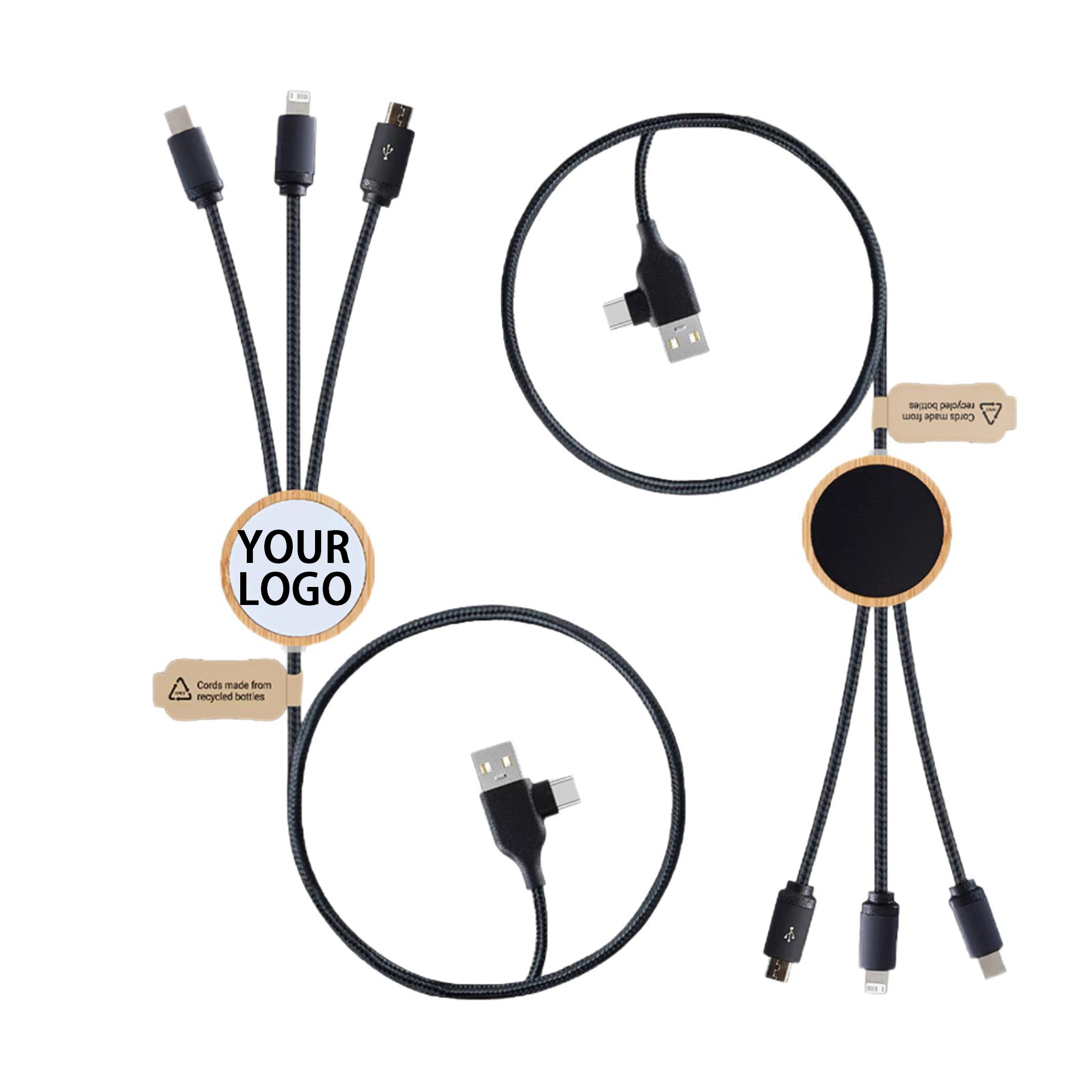 Six In One Light Up Bamboo Charging Cable 47.3" Length 1
