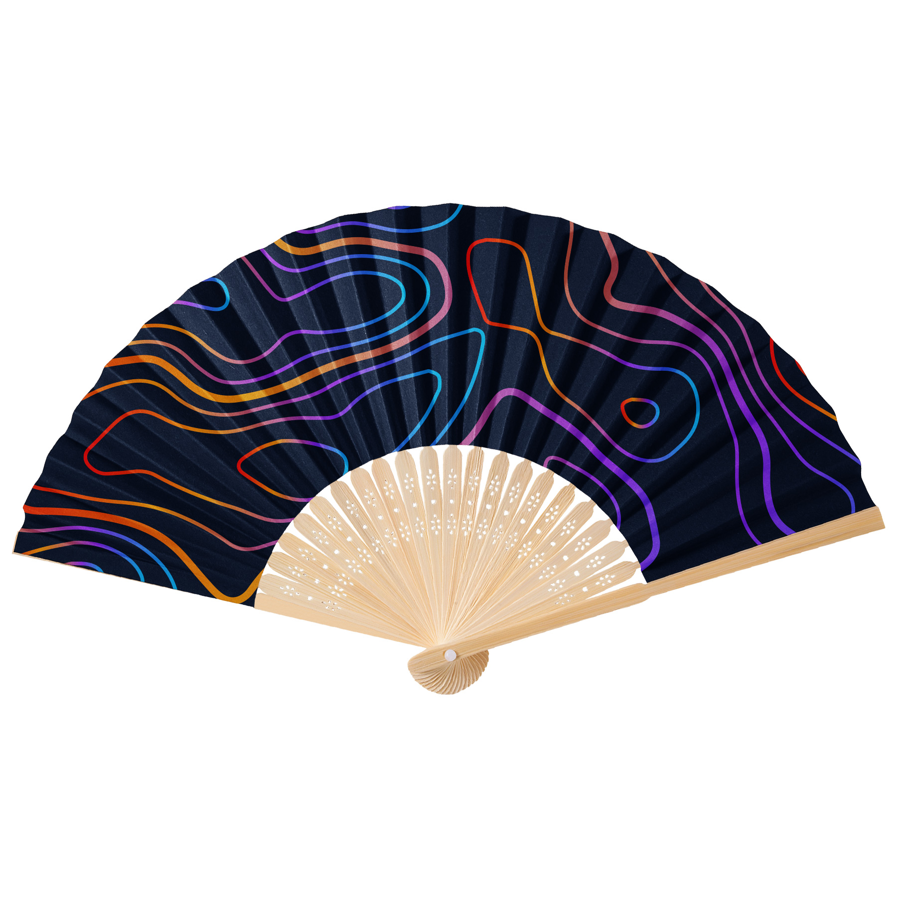 Full Color Foldable Bamboo Paper Hand Fan 15