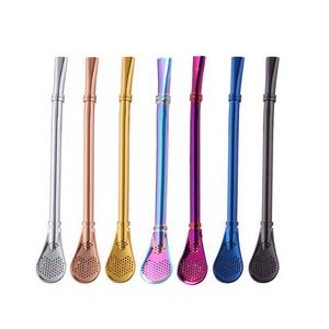 Reusable Stainless Steel Straws With Flower Spoon Set 9
