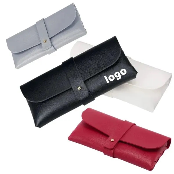 Black Leather Eyeglasses Holder - PVC Buckle Protective Case 7