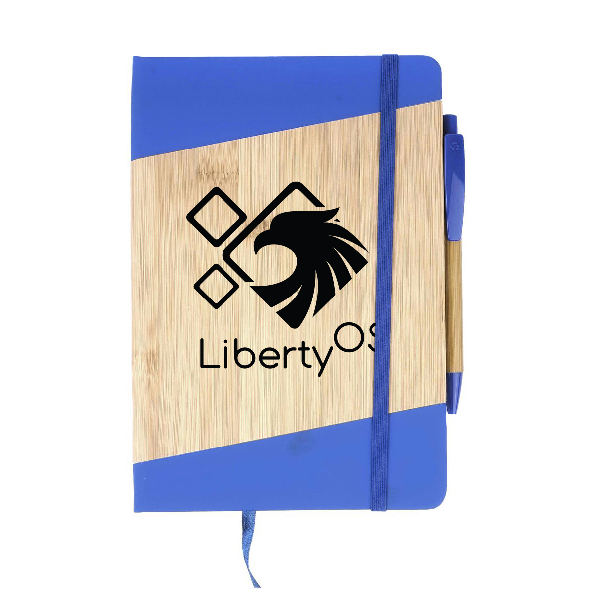 Bamboo Look PU Journal with Matching Strap Closure, Bookmark & Pen Loop 1