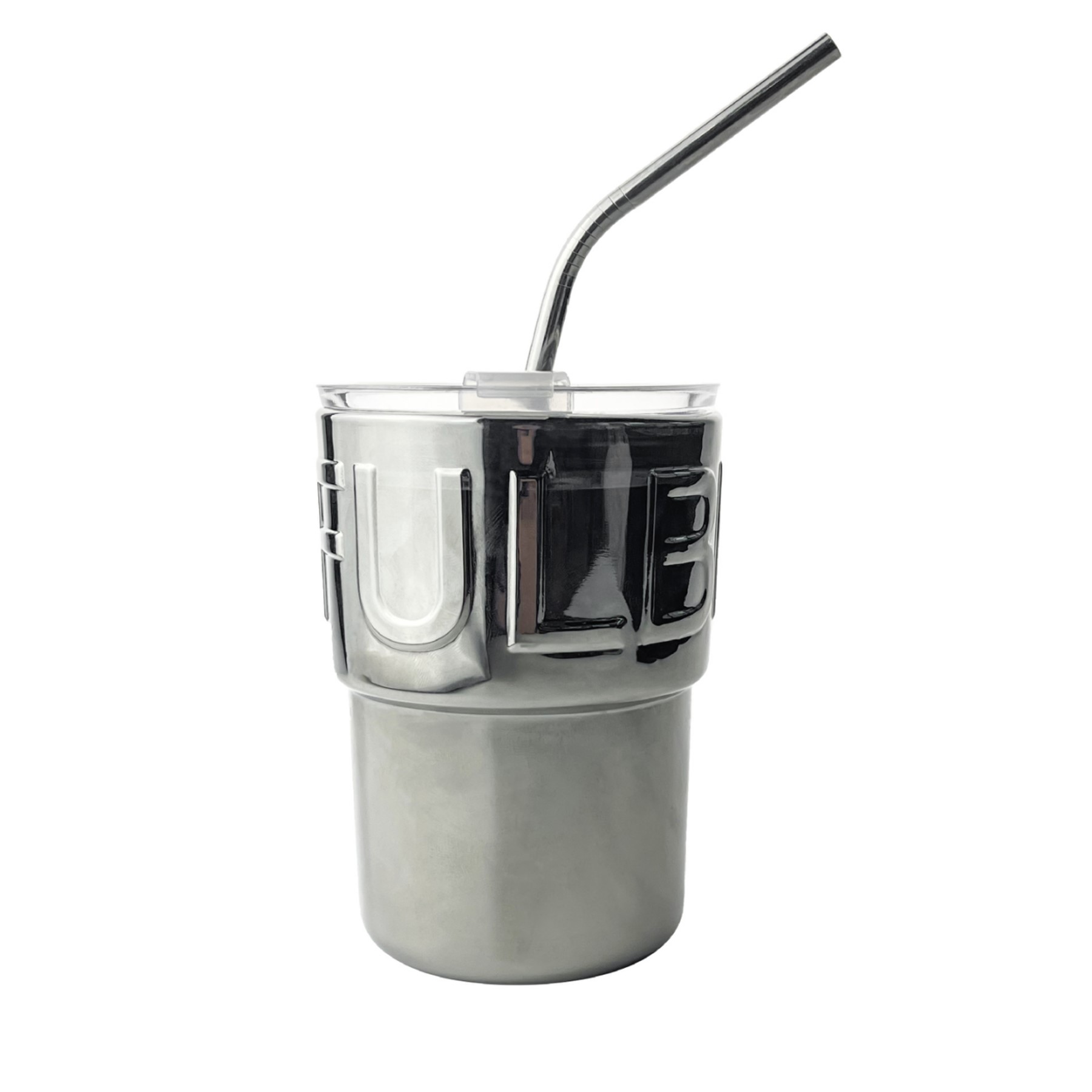 14 oz. Silver Plated Bamboo Insulated Straw Cup (direct import) 3