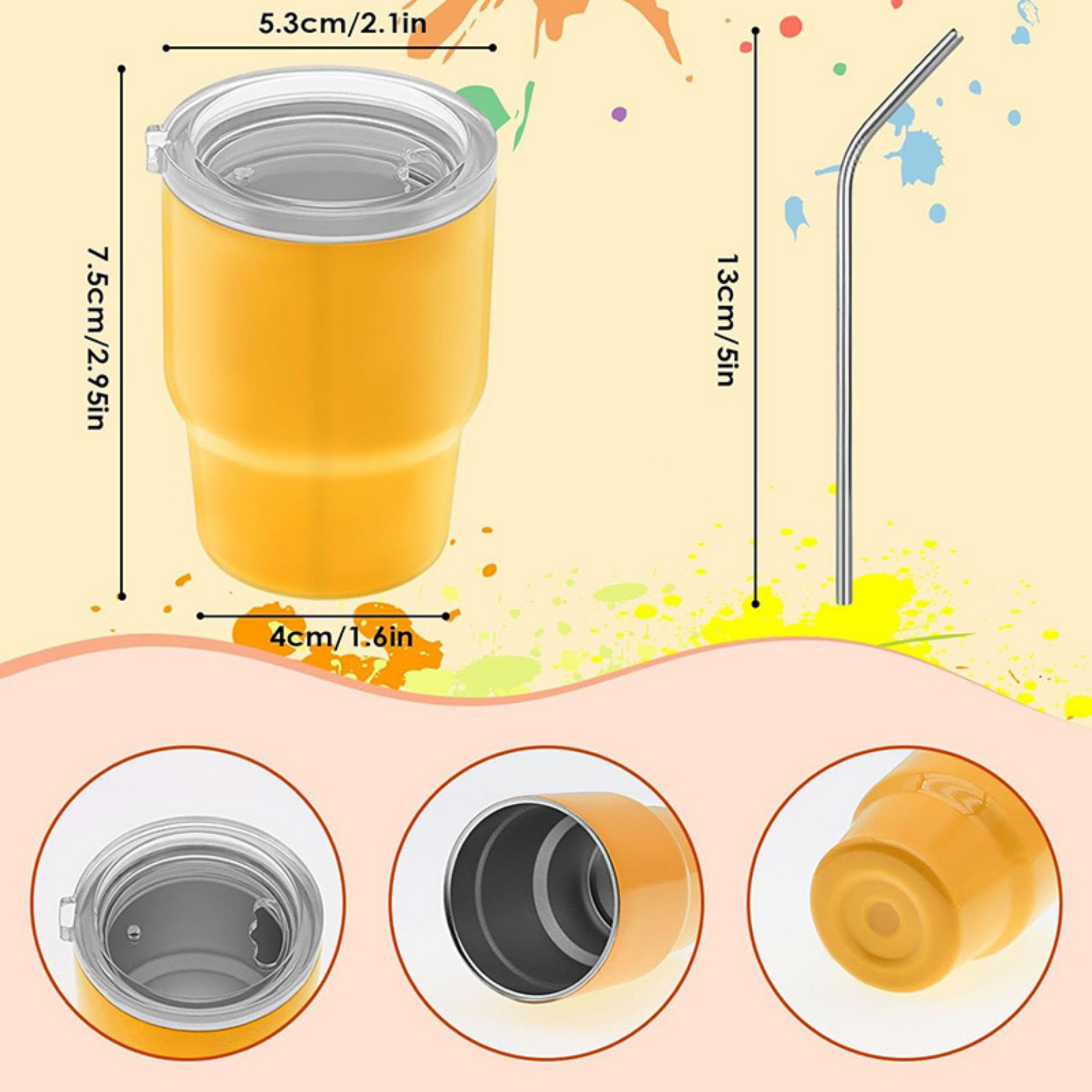 2 oz Mini Tumbler Shot Glass With Straw And Lid 2