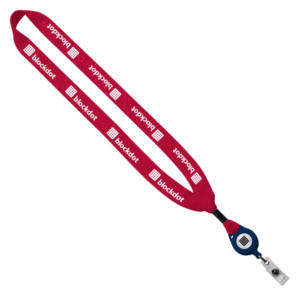 3/4" Cotton Lanyard with Metal Crimp & Retractable Badge Reel 182