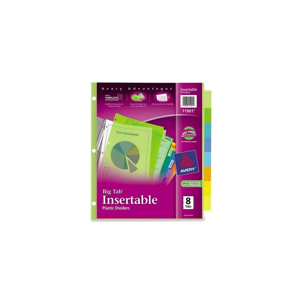 Big Tab Index Dividers - 8 Tabs Plastic Multicolor 2