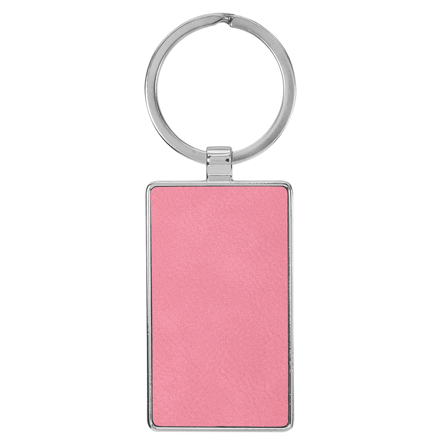 Pink Leatherette/Metal Rectangle Keychain 2