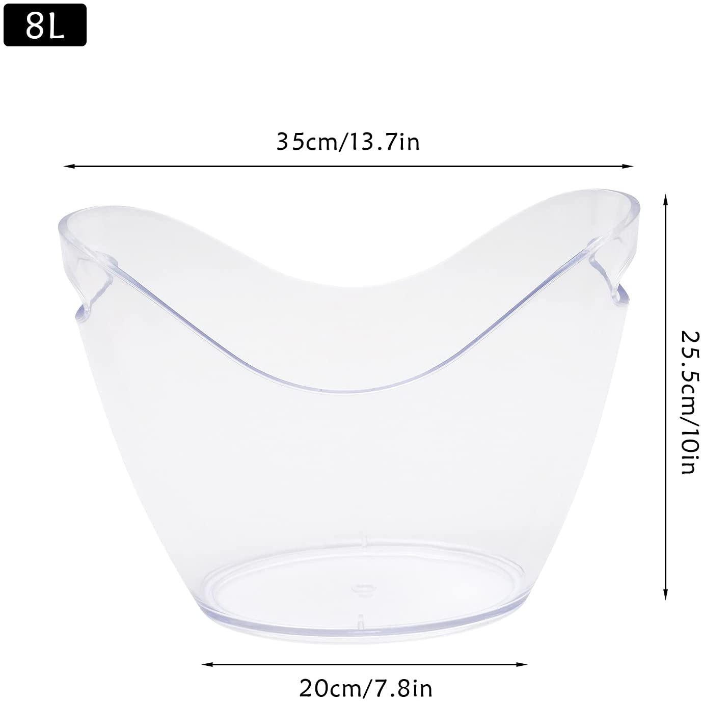8L Large Clear Acrylic Ice Buckets Drink Containers / Built-in Carrying Handles 2