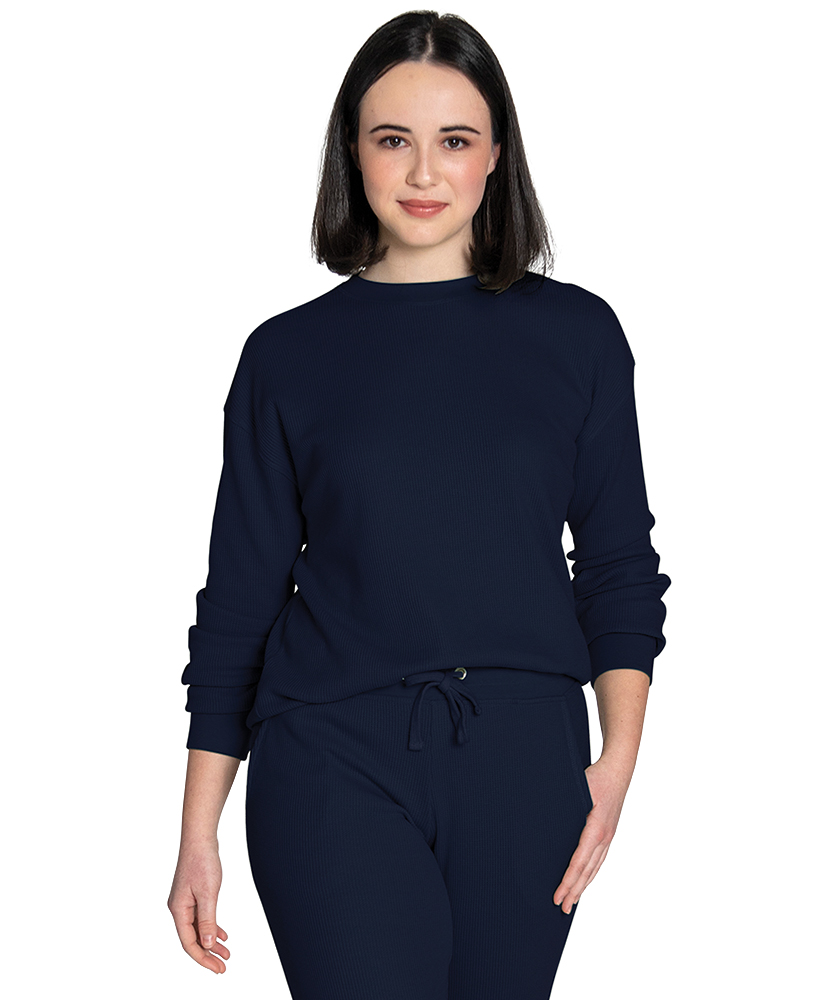 Lightweight Waffle Crew Neck Sweatshirt