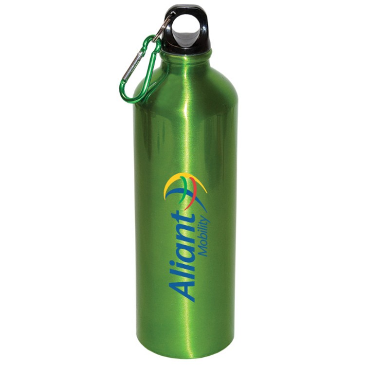 750 Ml (25 Fl. Oz.) Aluminum Water Bottle With Carabiner, custom water bottle with logo imprint 6