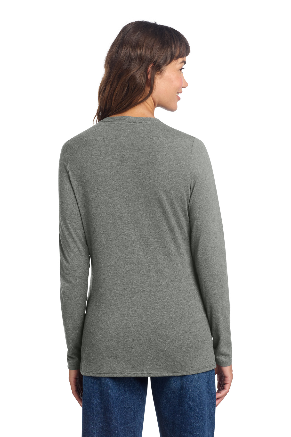 District Women's Perfect Tri Long Sleeve V-Neck Tee DT135 107