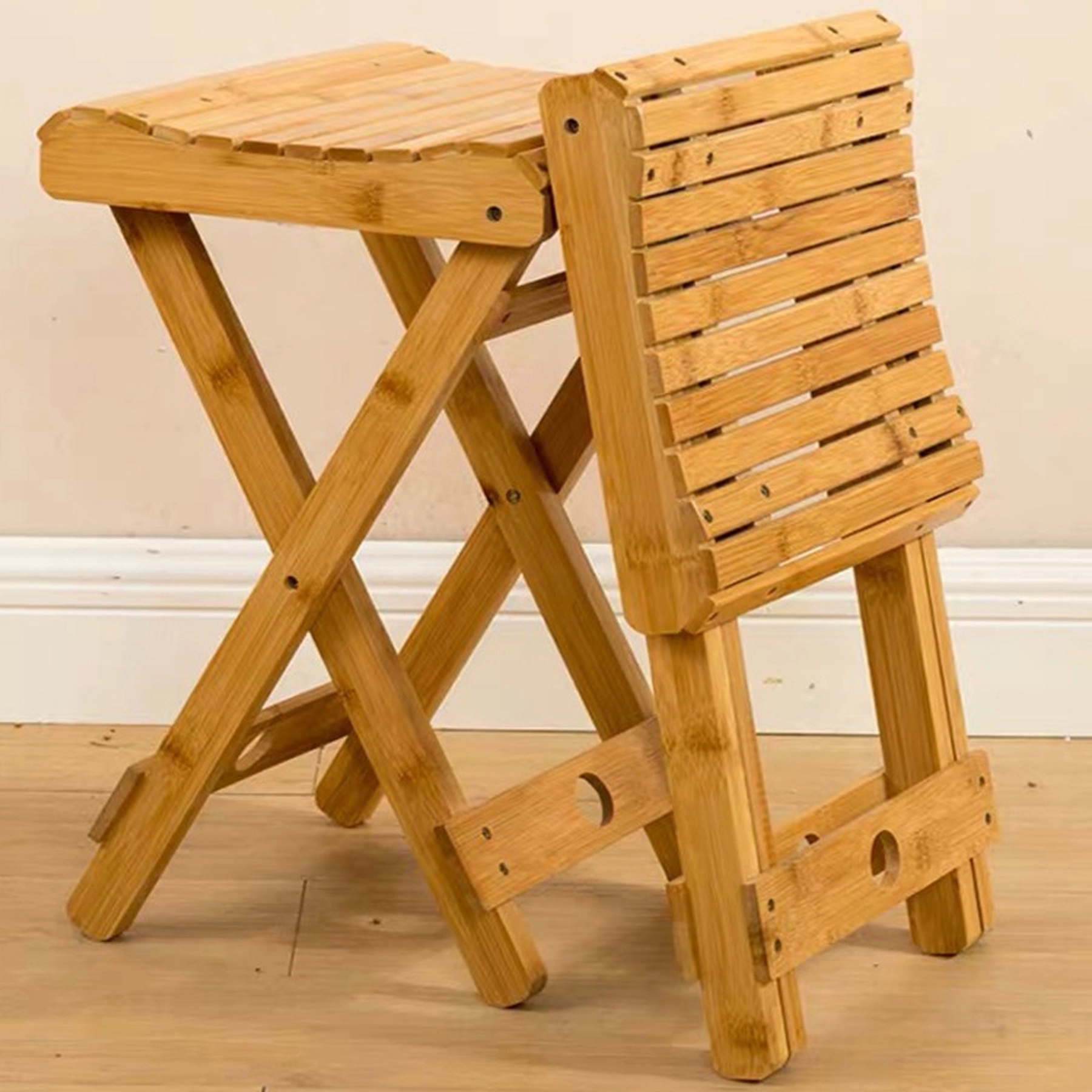 Solid Wood Folding Stool 2