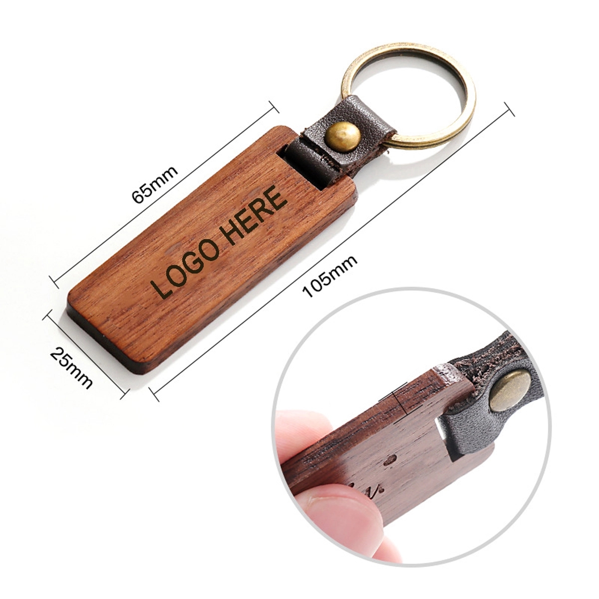 Leather Wood Keychain 1
