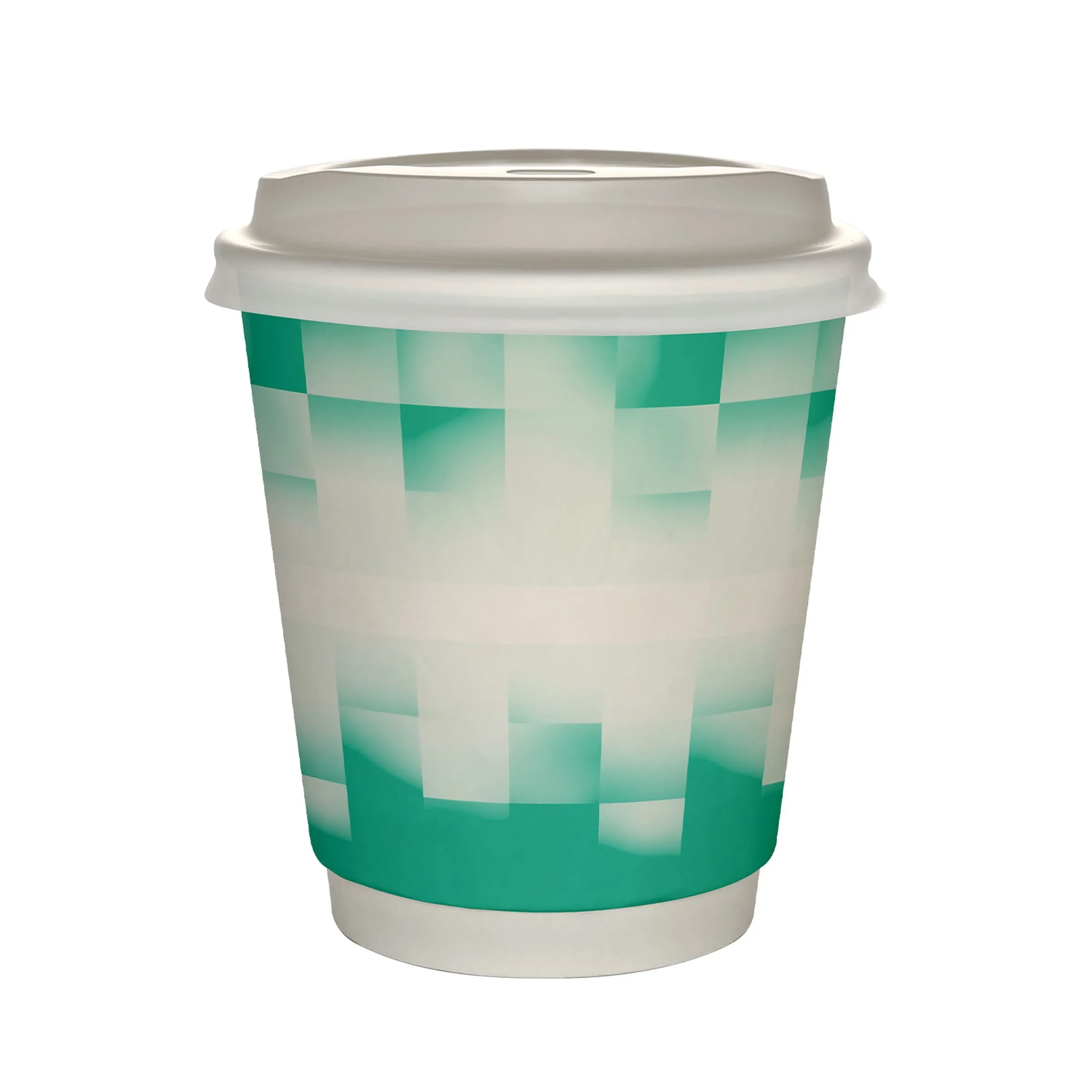 10 oz Full Color Shaded Checkers Insulated Paper Cup With Li 19