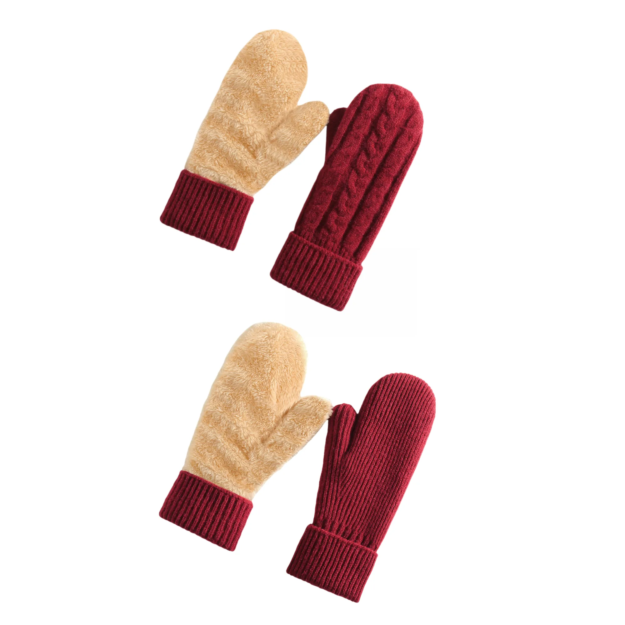 Fleece - Lined Thick Knit Double - Layered Ski Gloves 4