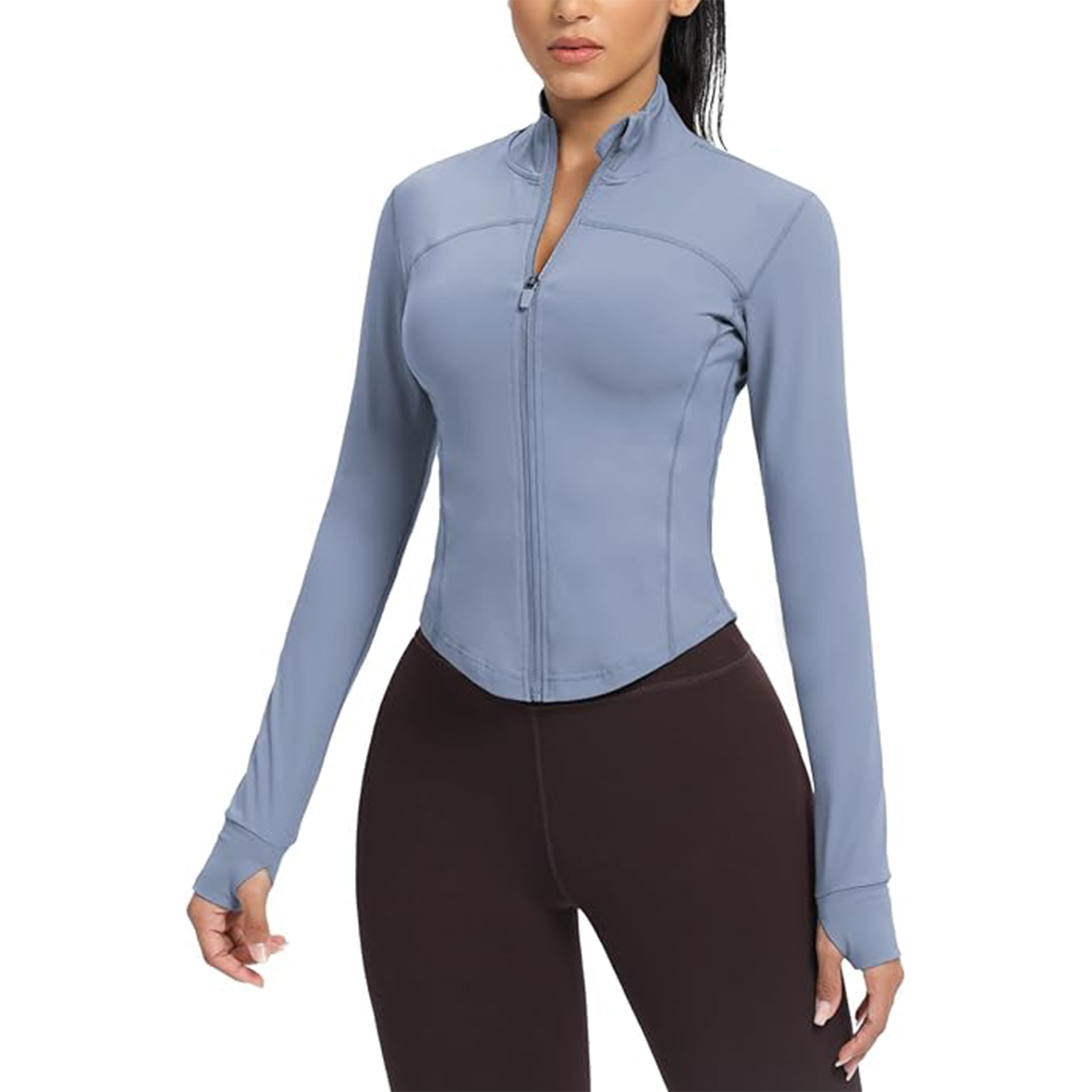 Women Cropped Running Workout Zip Jacket 9