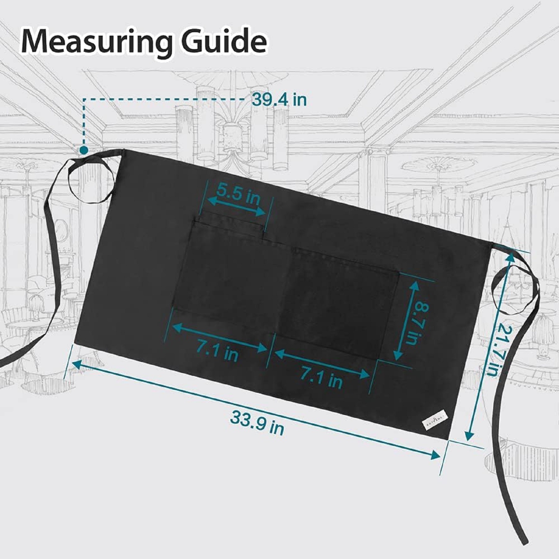 Server Apron with 3 Pockets 6