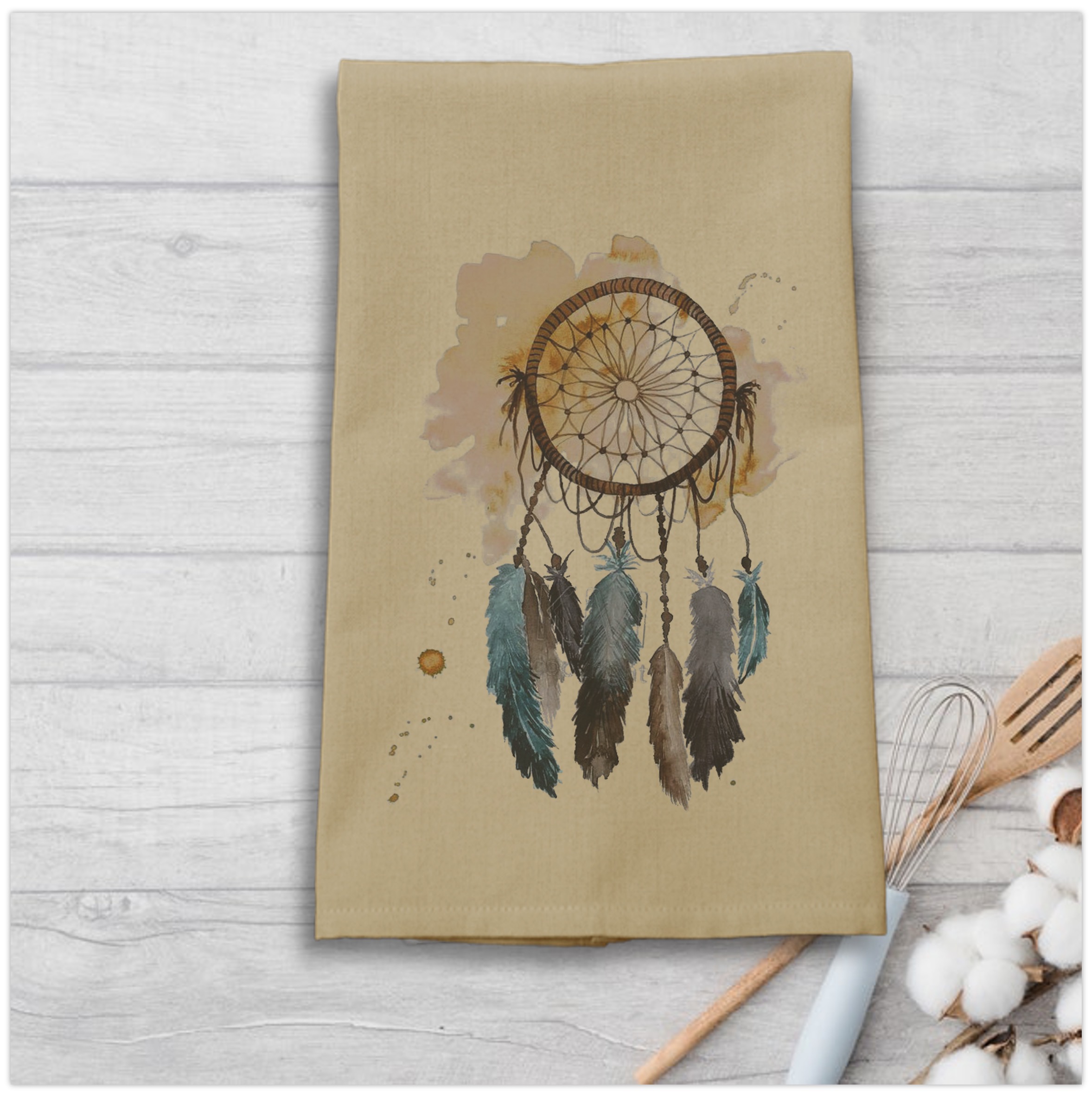 Wheat Solid Plain Weave Kitchen Towel with Custom Print 10