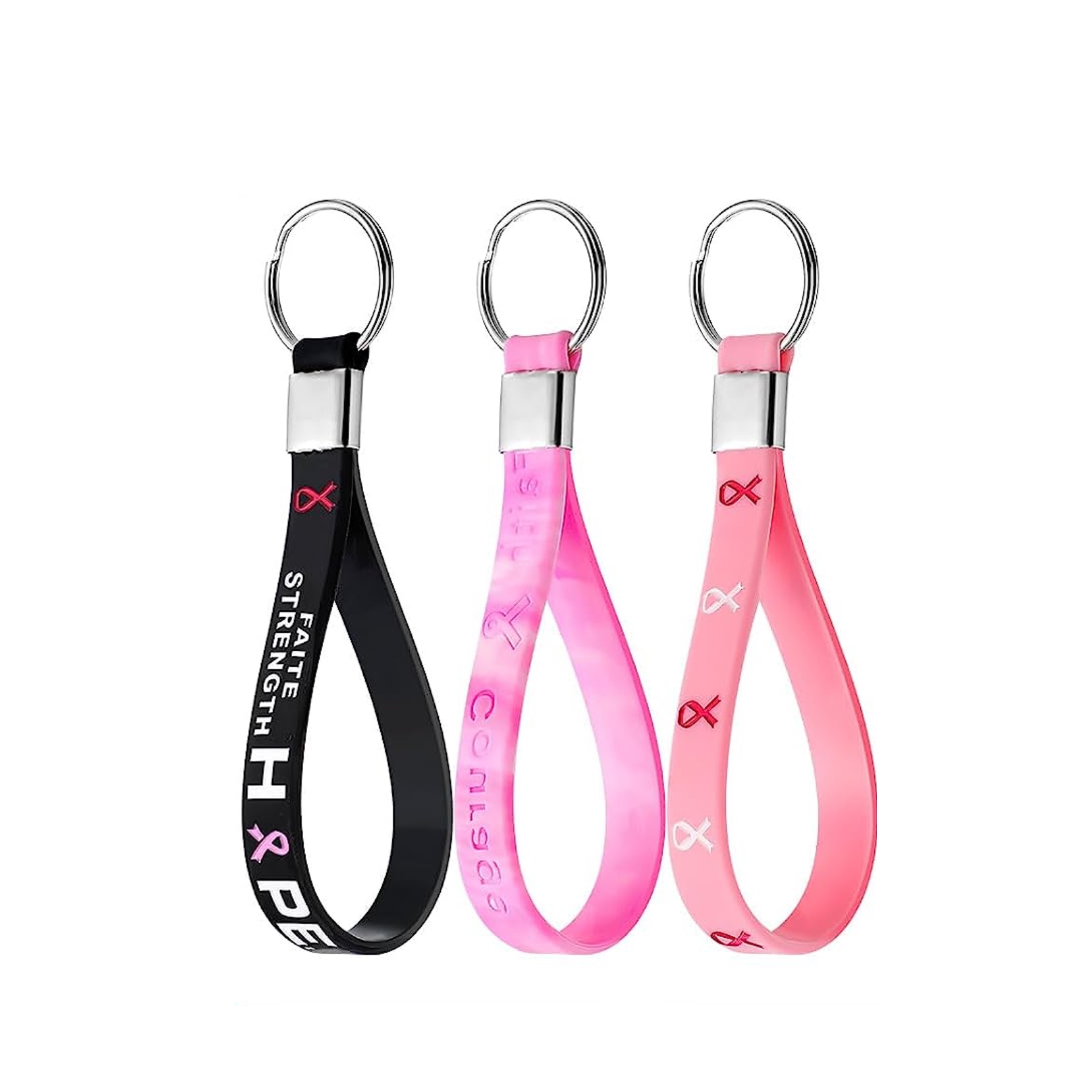 Pink Ribbon Silicone Keychain 1