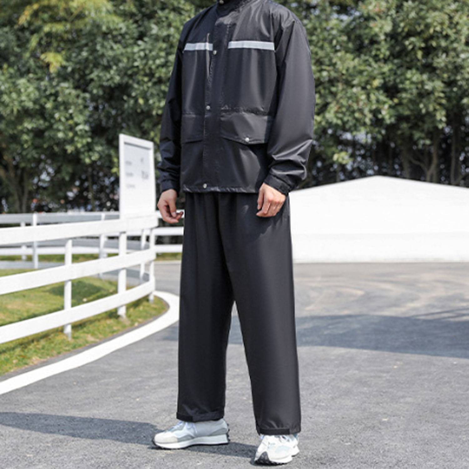 Oxford Thickened Cycling Rain Jacket Set Reflective Strip 7