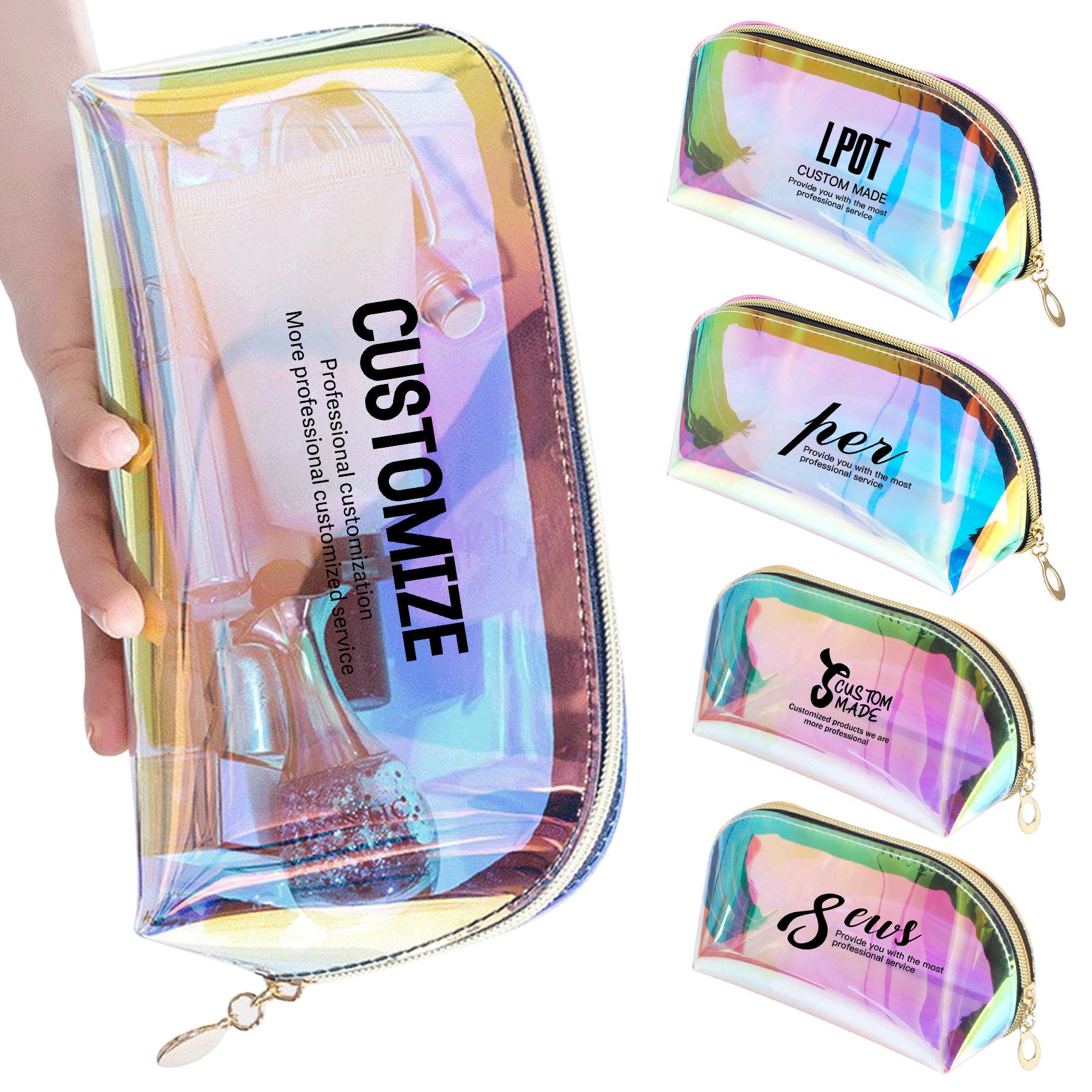 Transparent TPU Laser Holographic Cosmetic Makeup Bag 3