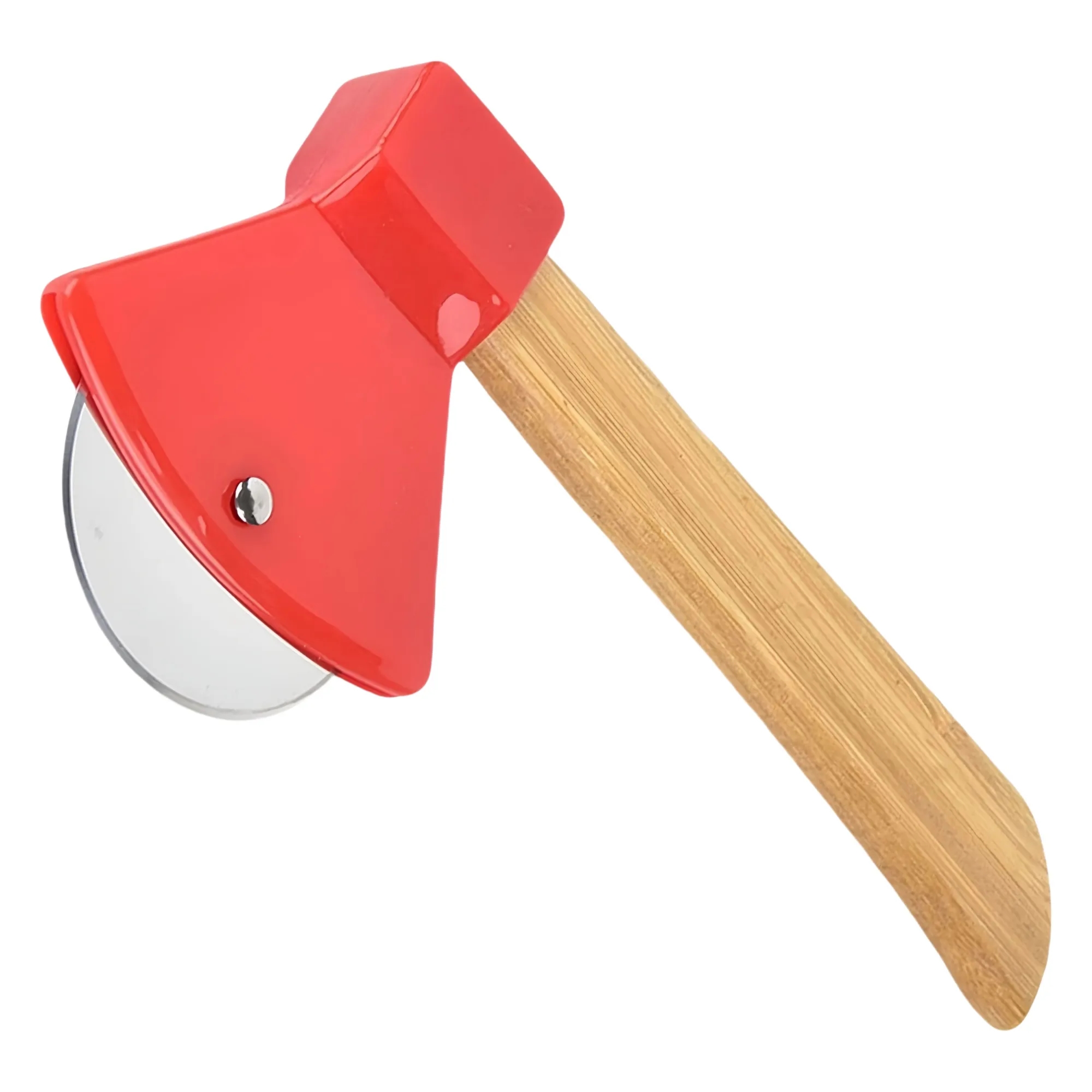 Premium Axe-Style Pizza Cutter with Bamboo Handle 4