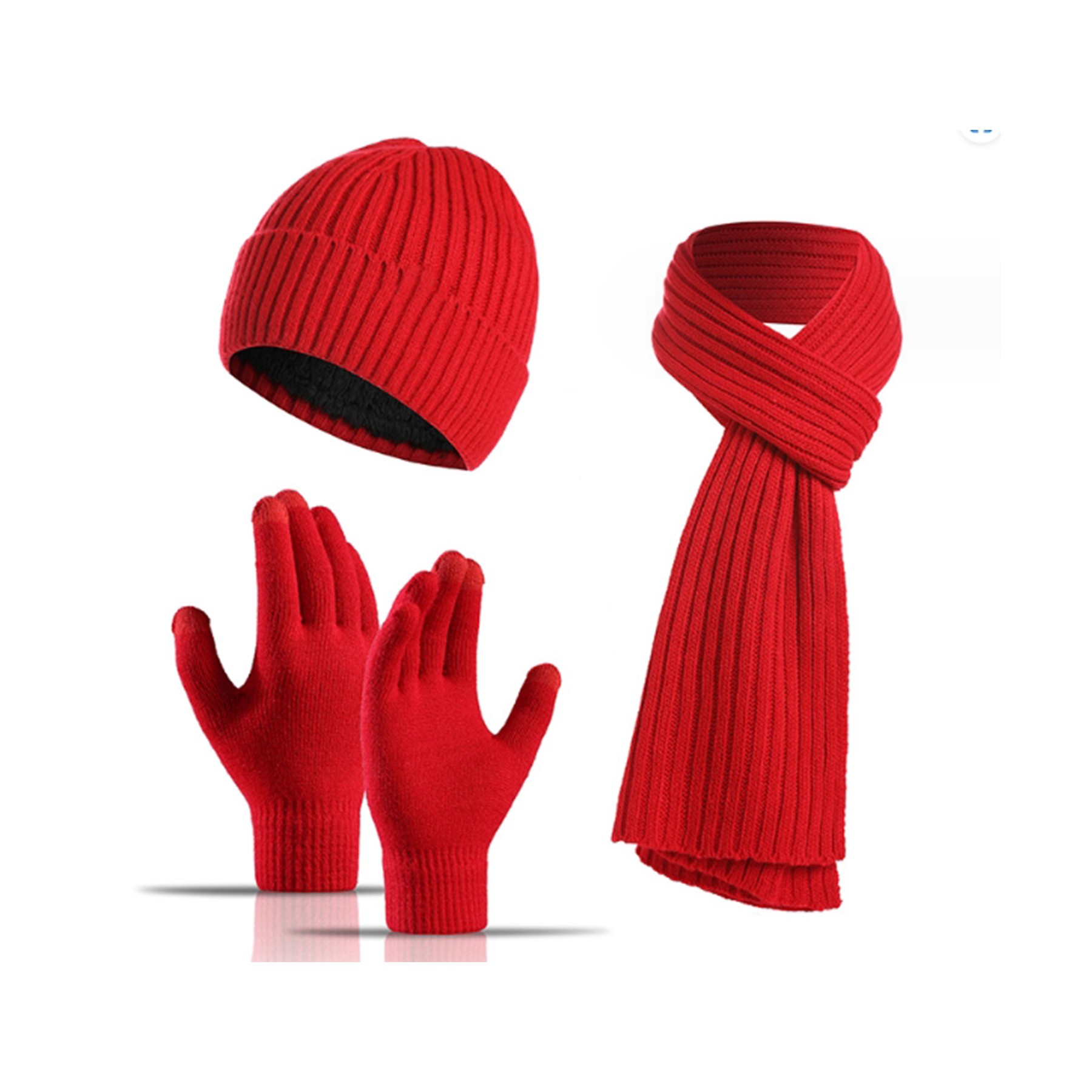 Beanie Hat Scarf Touch Screen Gloves Set 2