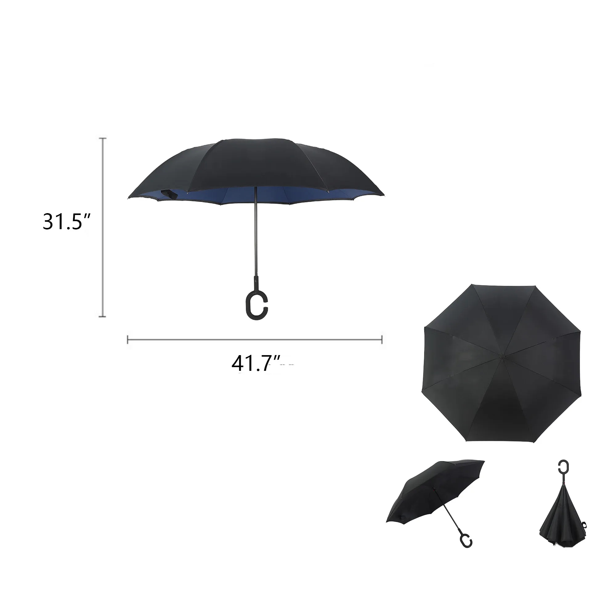 Portable Inverted Reverse Umbrella with C-Shaped Handle 2