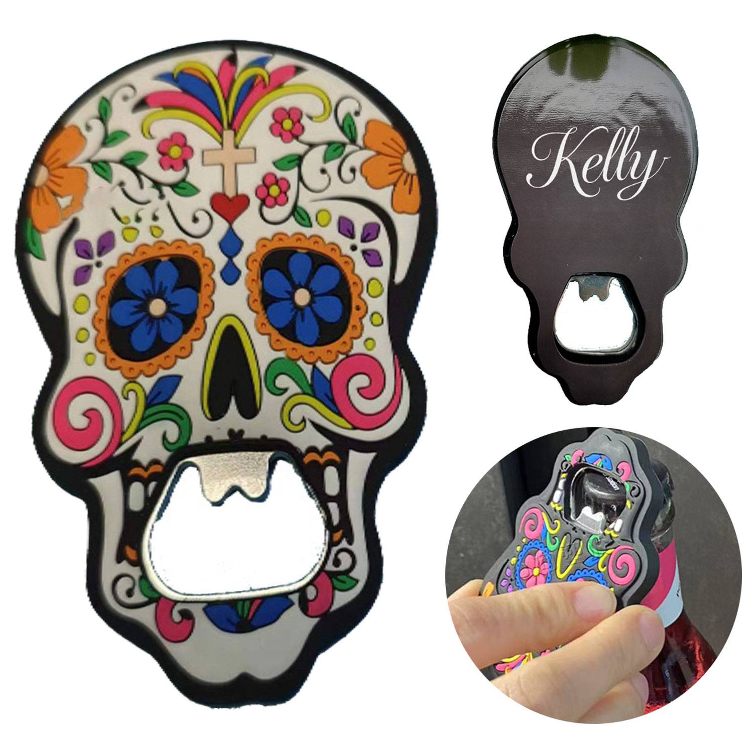 Magnetic PVC Skull Bottle Opener 2