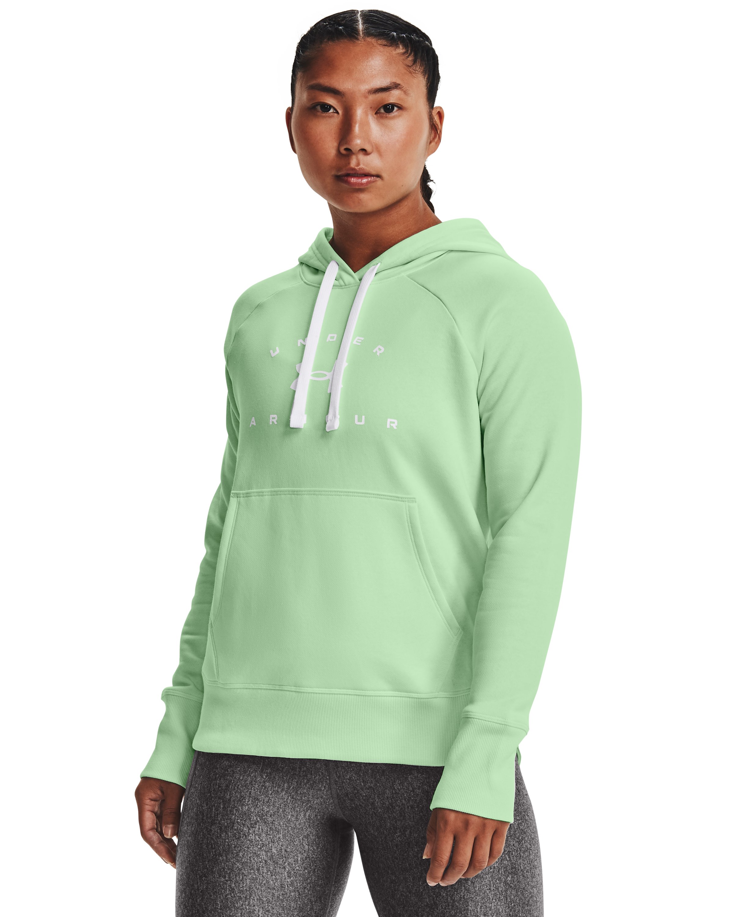 Women's UA Rival Fleece Wordmark Hoodie, custom hoodie or sweatshirt with logo imprint 2