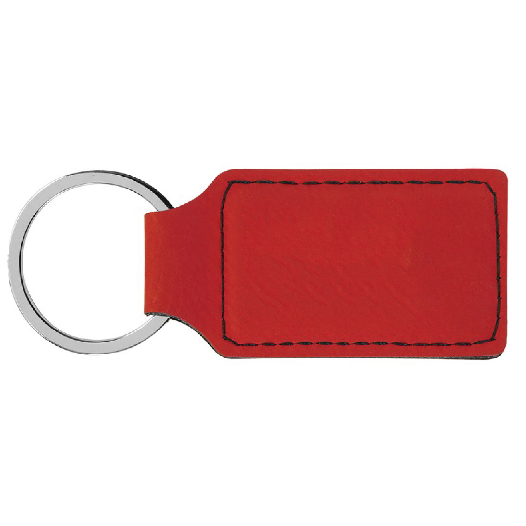Red Leatherette Rectangle Keychain 3