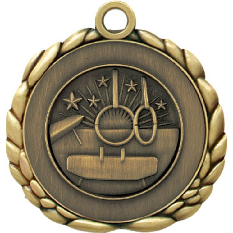 Gymnastics Antique Gold QCM Medallion (2-1/2") 1