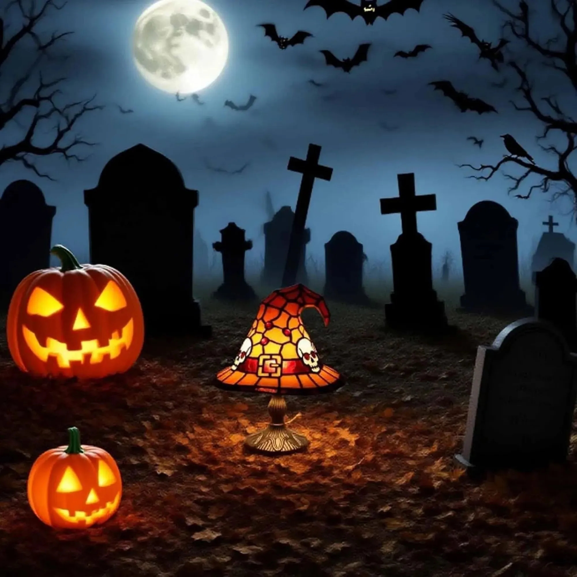 Halloween Ghost Witch Hat Table Lamp 1