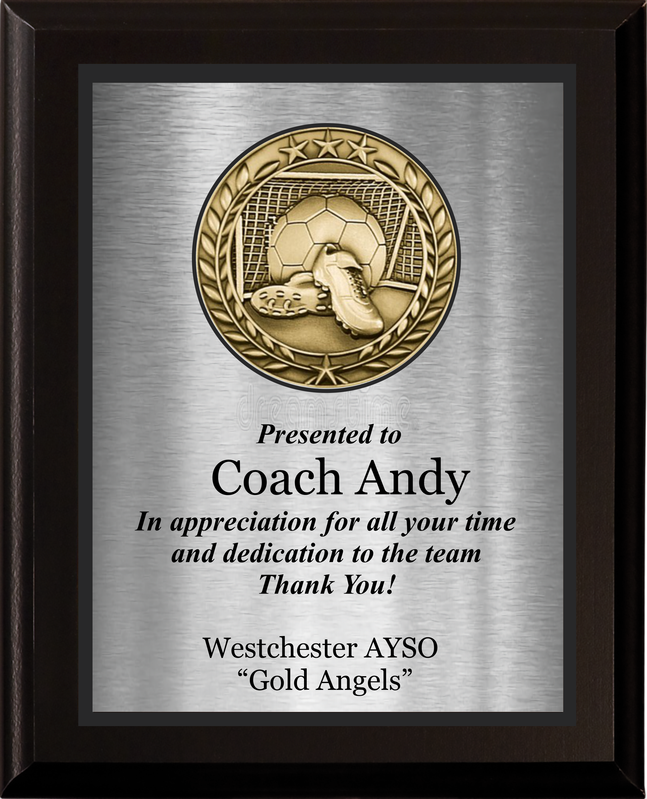 Black Matte Finish Wood Plaque w/Double Plate and Medallion 4