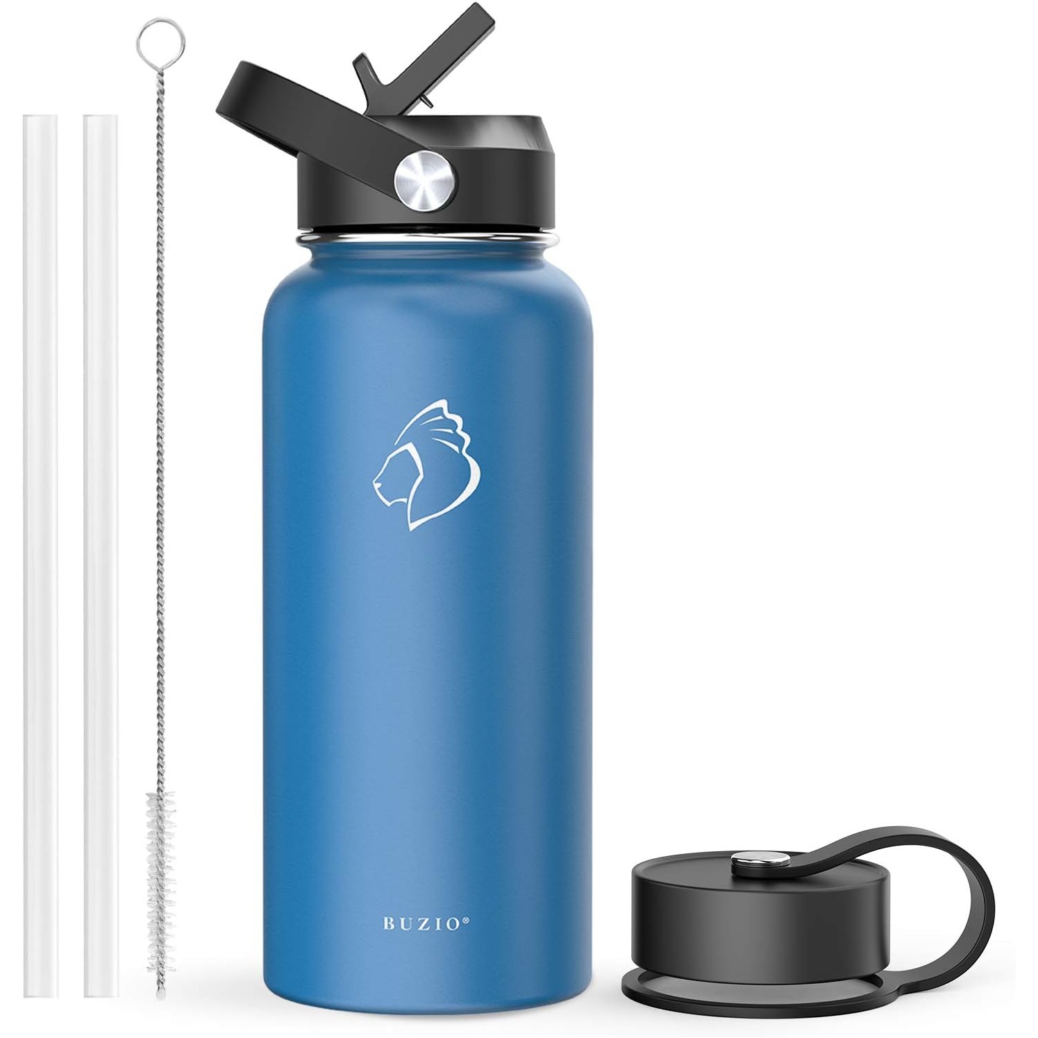 32 oz Vacuum Insulated Stainless Steel Water Bottle with Straw Lid and Flex Cap, custom water bottle with logo imprint 2