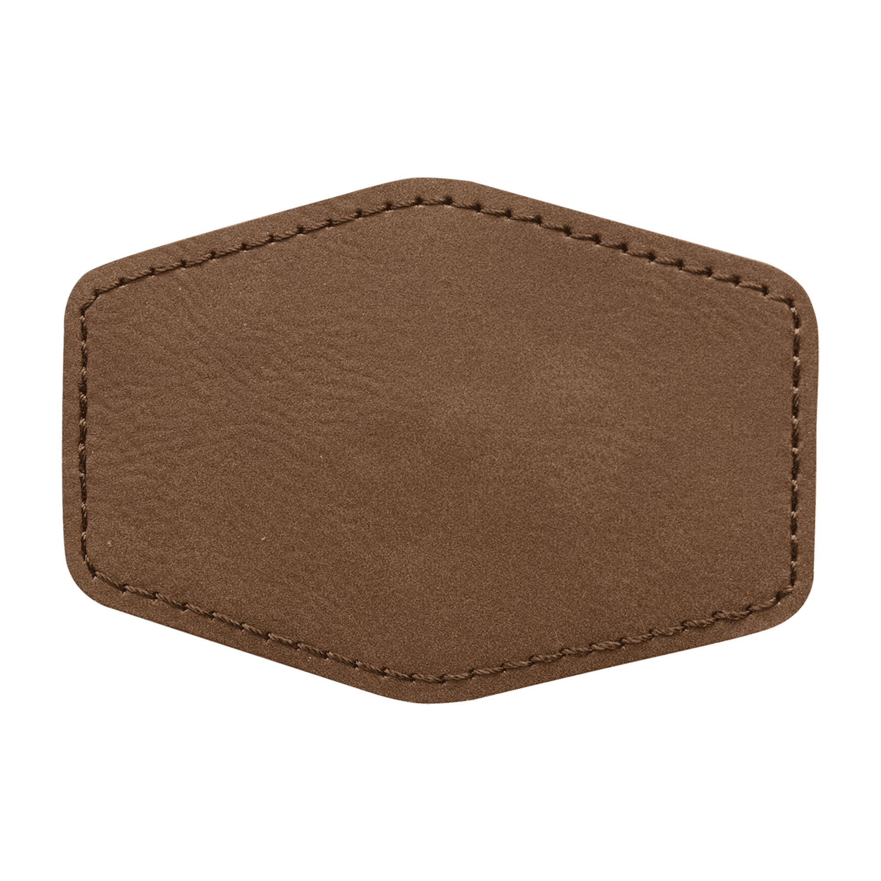 3" x 2" Dark Brown Leatherette Hexagon Patch with Adhesive 2