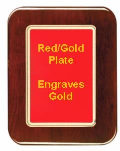 9" x 12" Rosewood Piano Finish Round Corner Plaque with a Red Round Corner Plate 2