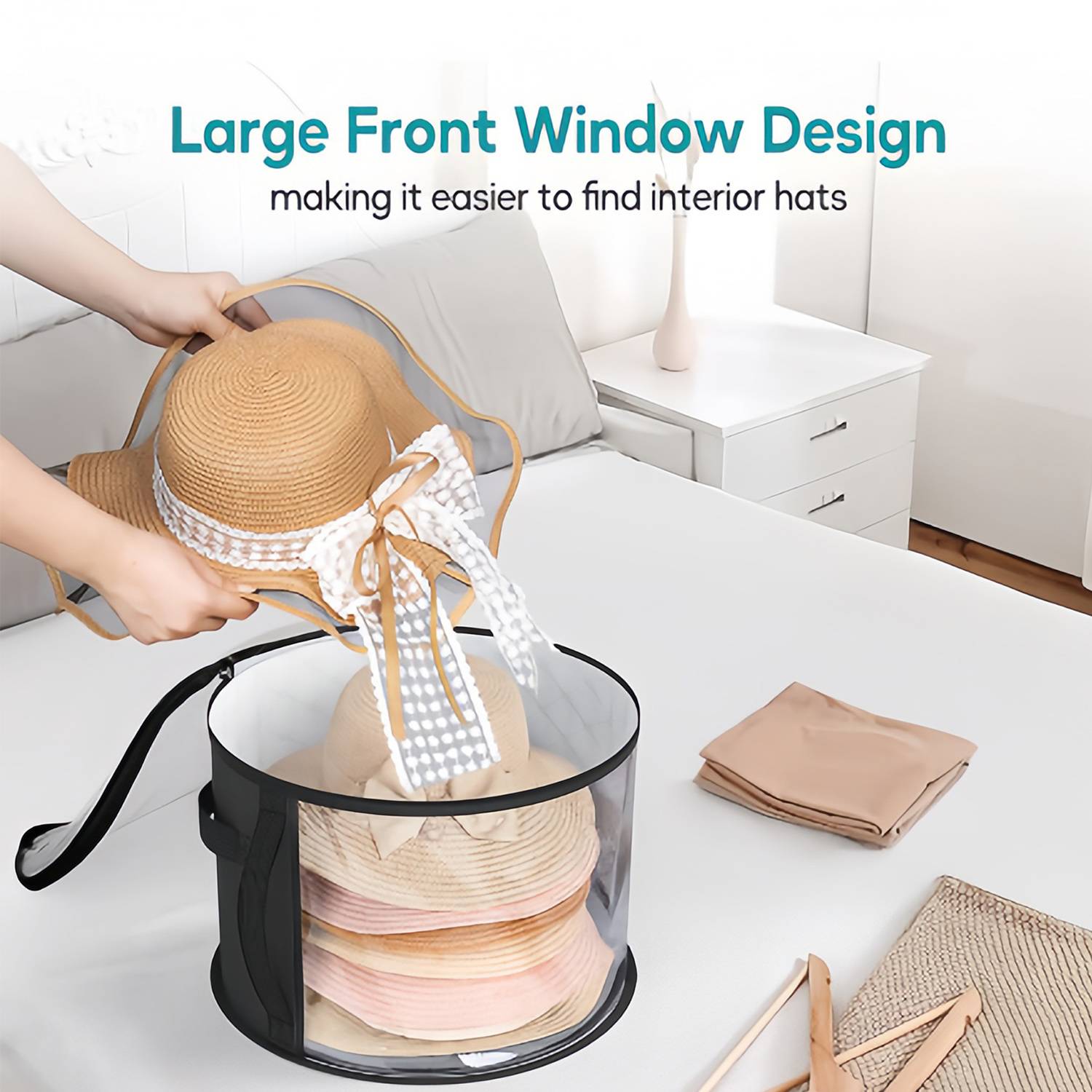Transparent Foldable Hats Storage Box w/ Handle 7