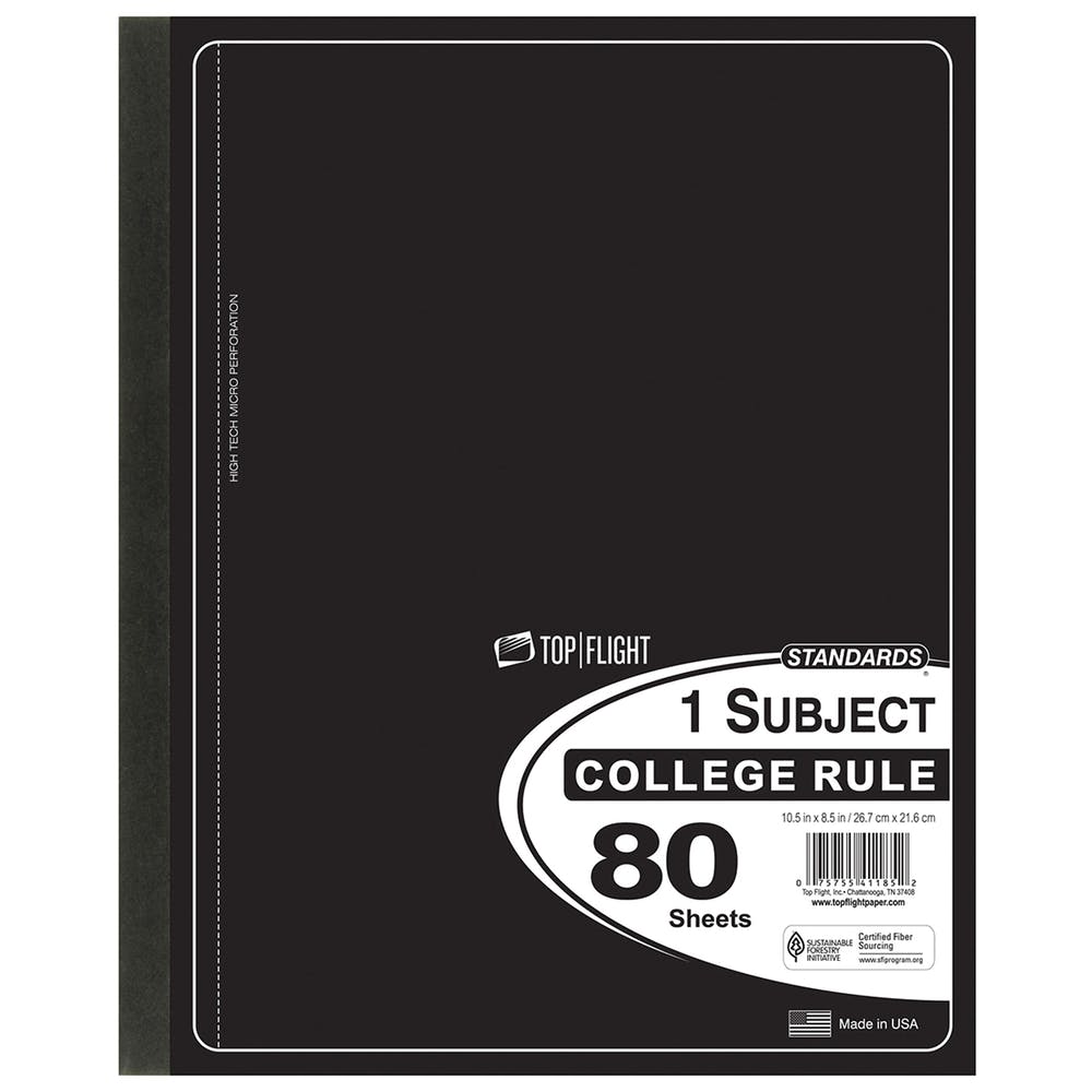 1 Subject Hinged Notebook - College Ruled 80 Sheets 5 Colors 1