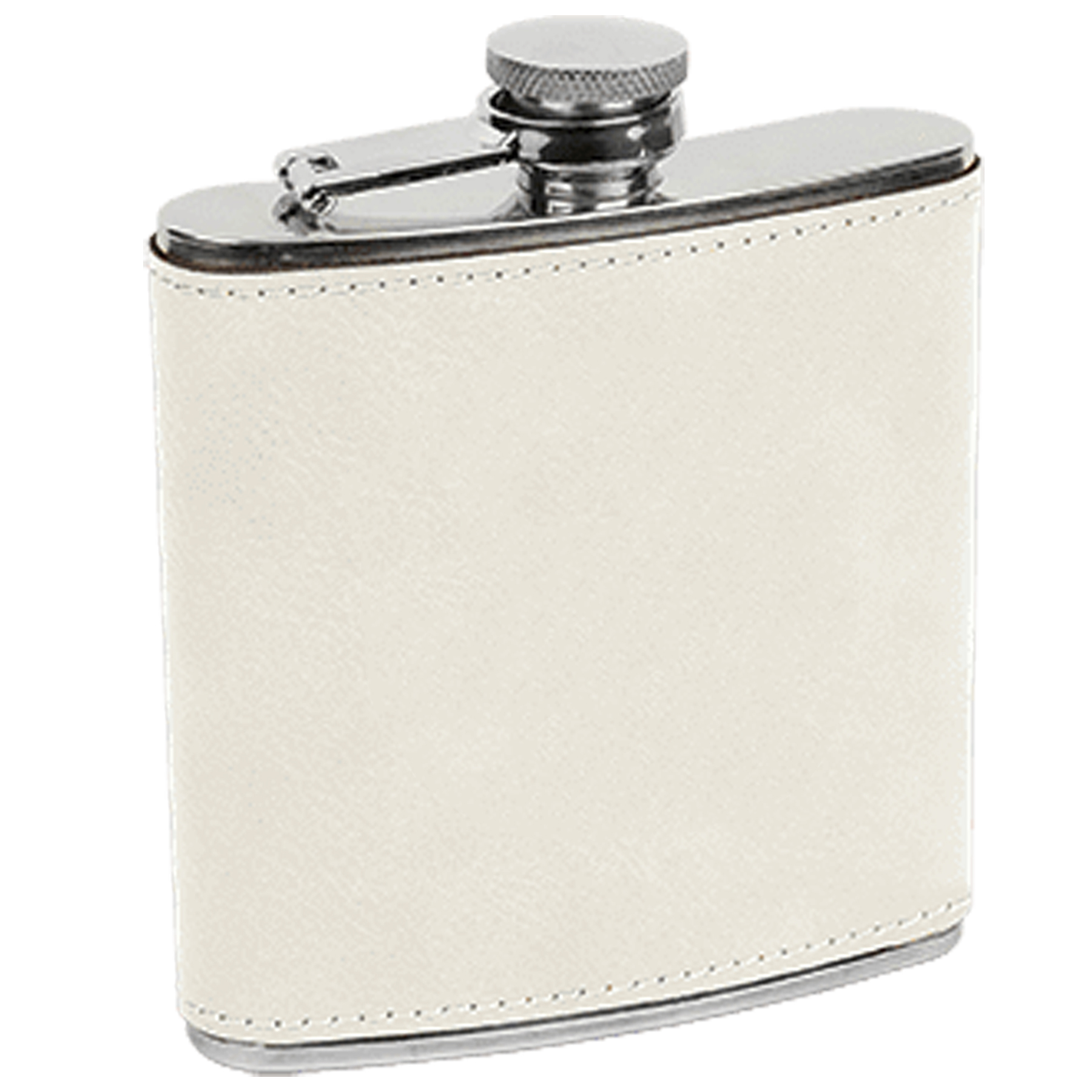White Leatherette Stainless Steel Flask 3