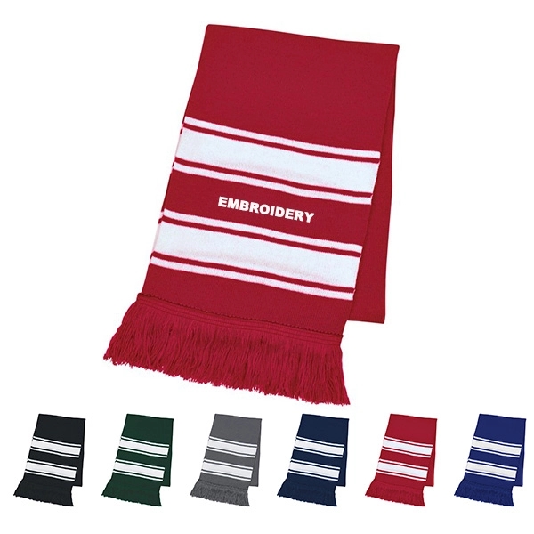 Two-Tone Knit Scarf with Fringe 8