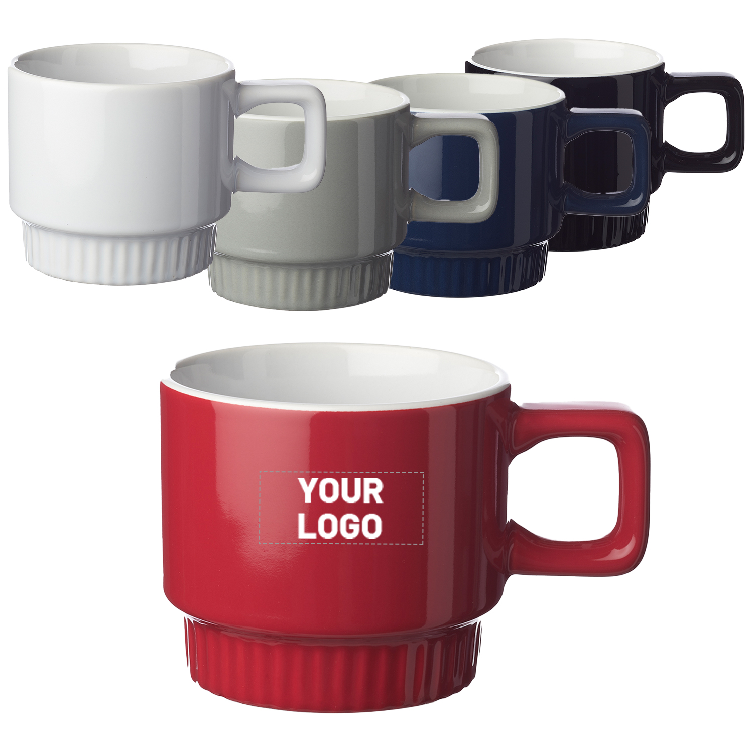 Square Handle Stackable Ceramic Mug, 10 oz. 4