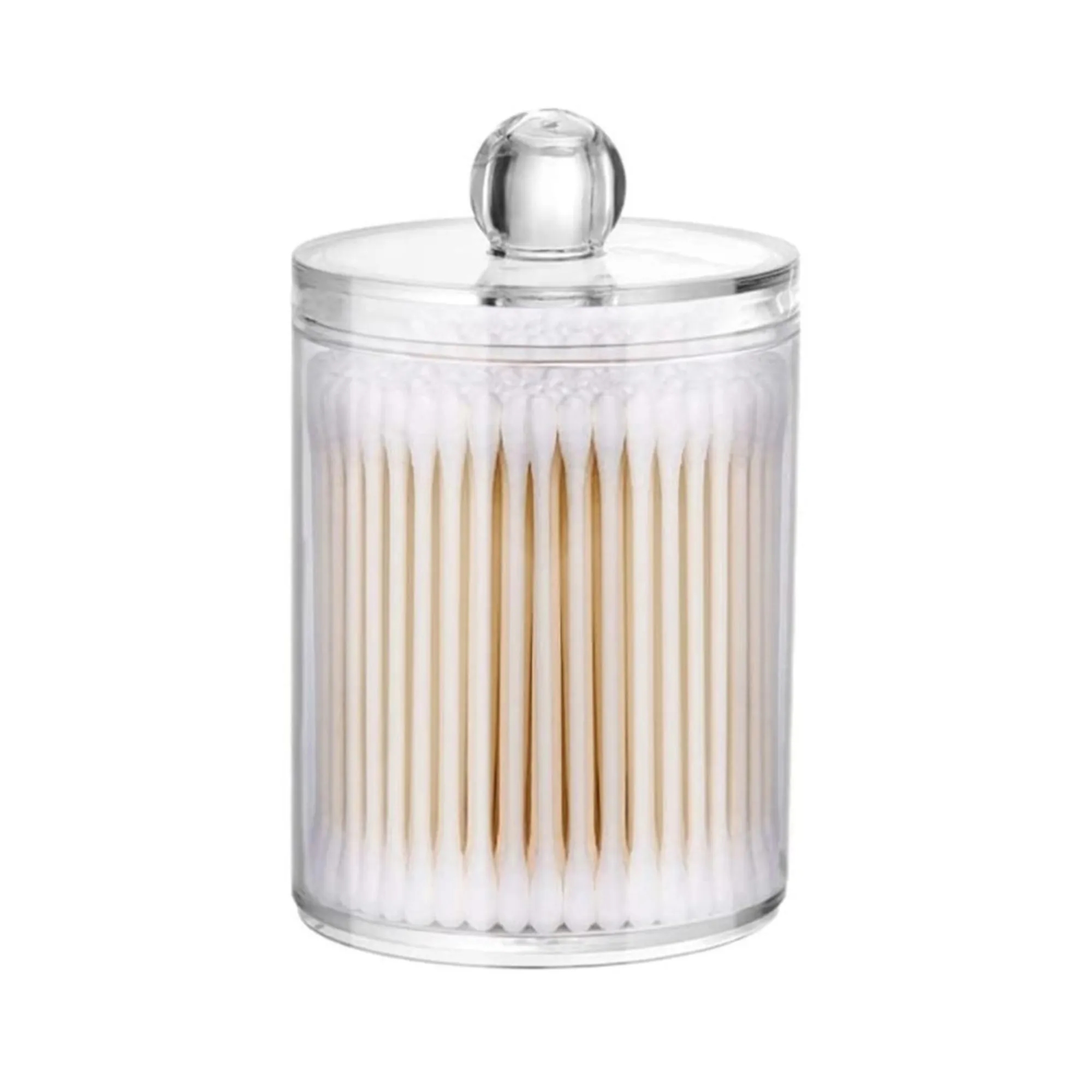 Plastic Clear Cotton Swab Holder Box Storage Jar With Lid, promotional household item with logo imprint 3