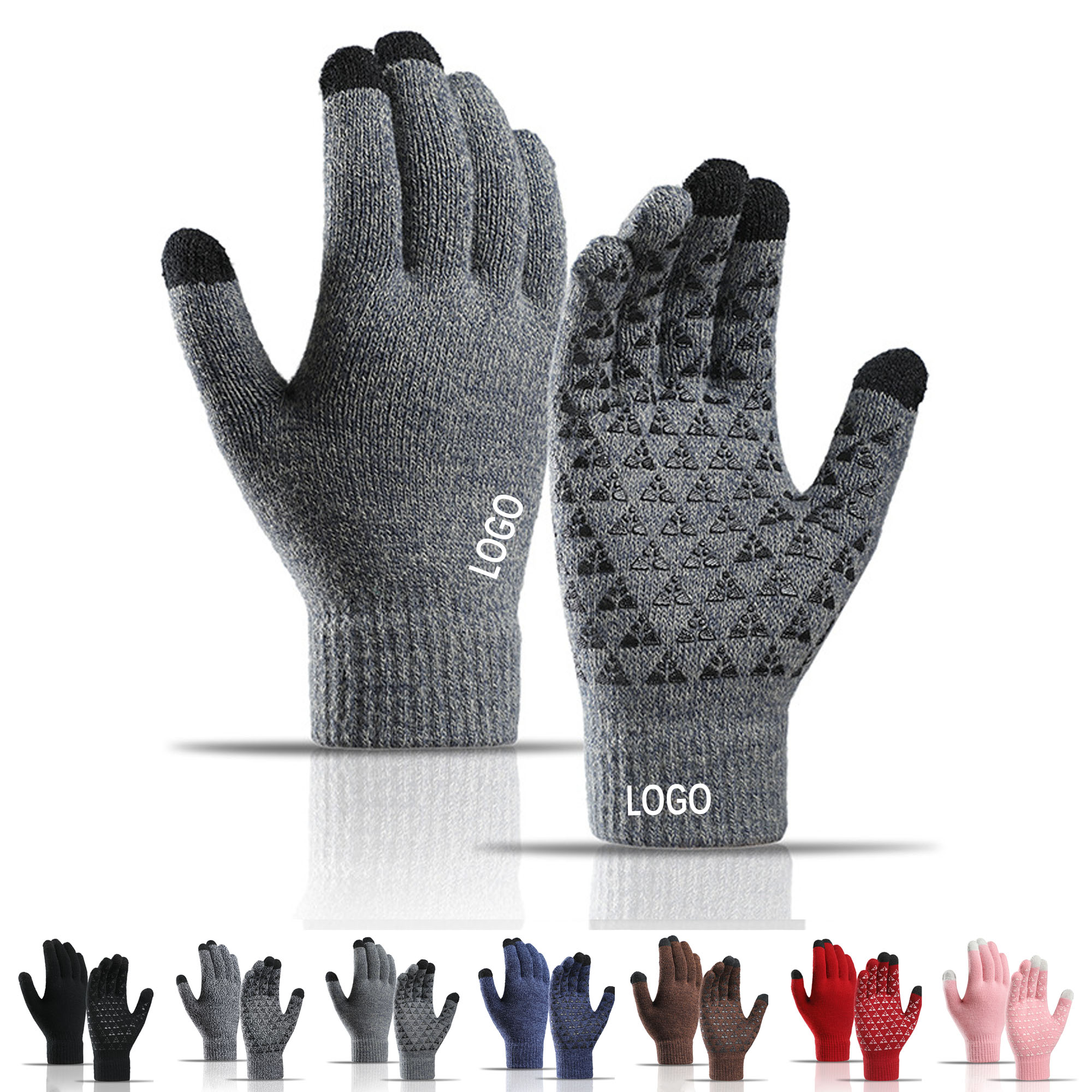 MOQ10 Warm non-slip Touch Screen Knitted Gloves 3