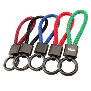 Woven PU Leather Keychain With Metal Buckle 30