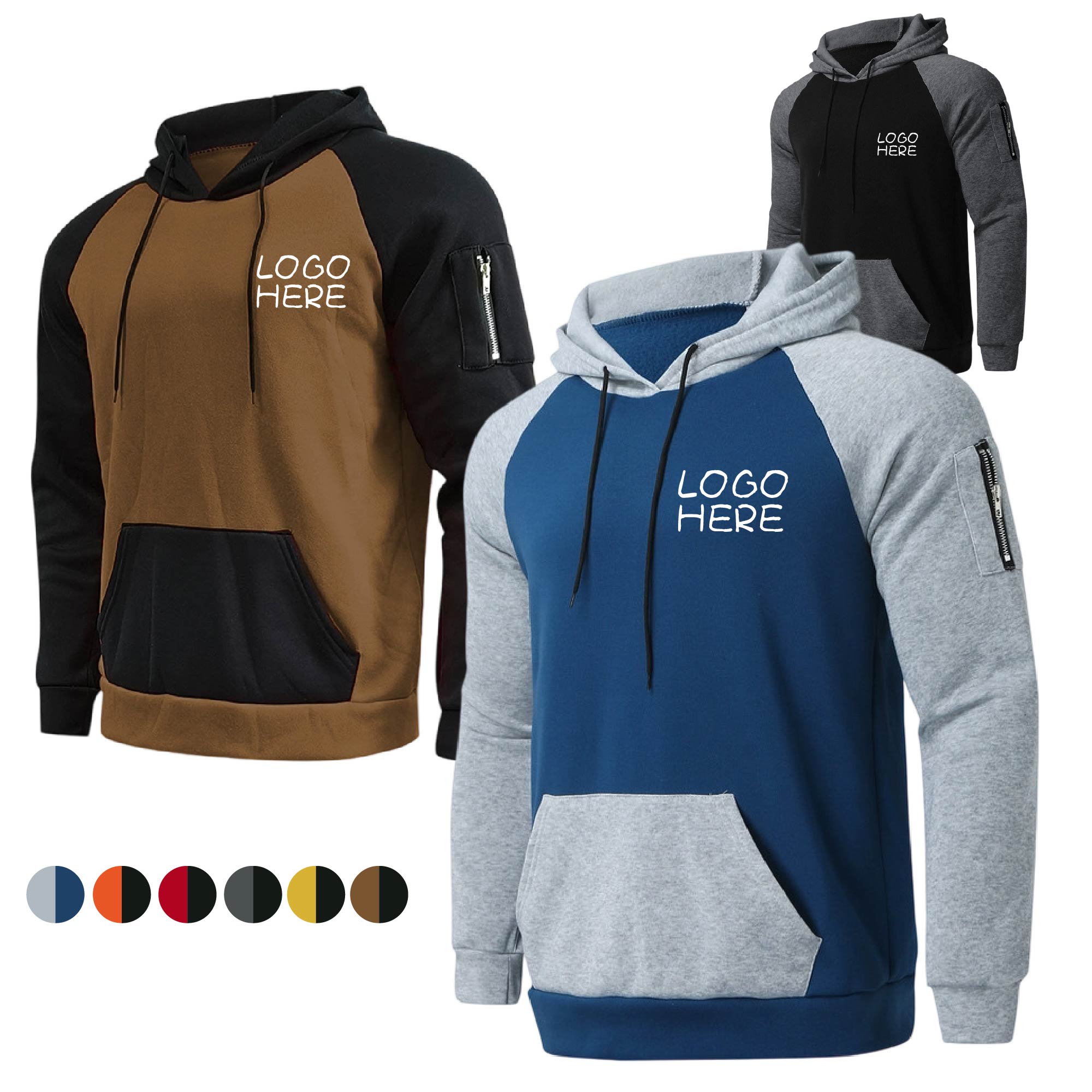 Casual Workout Hooded Sweatshirts with Pocket, custom hoodie or sweatshirt with logo imprint 2