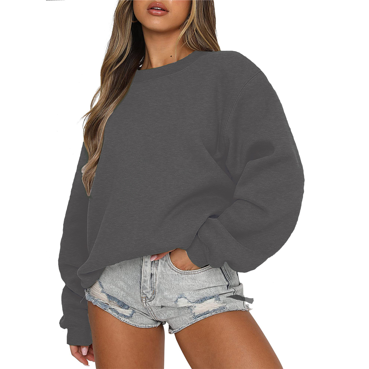 Women's Long Sleeve Sweatshirt Casual Crewneck Loose Fit 5