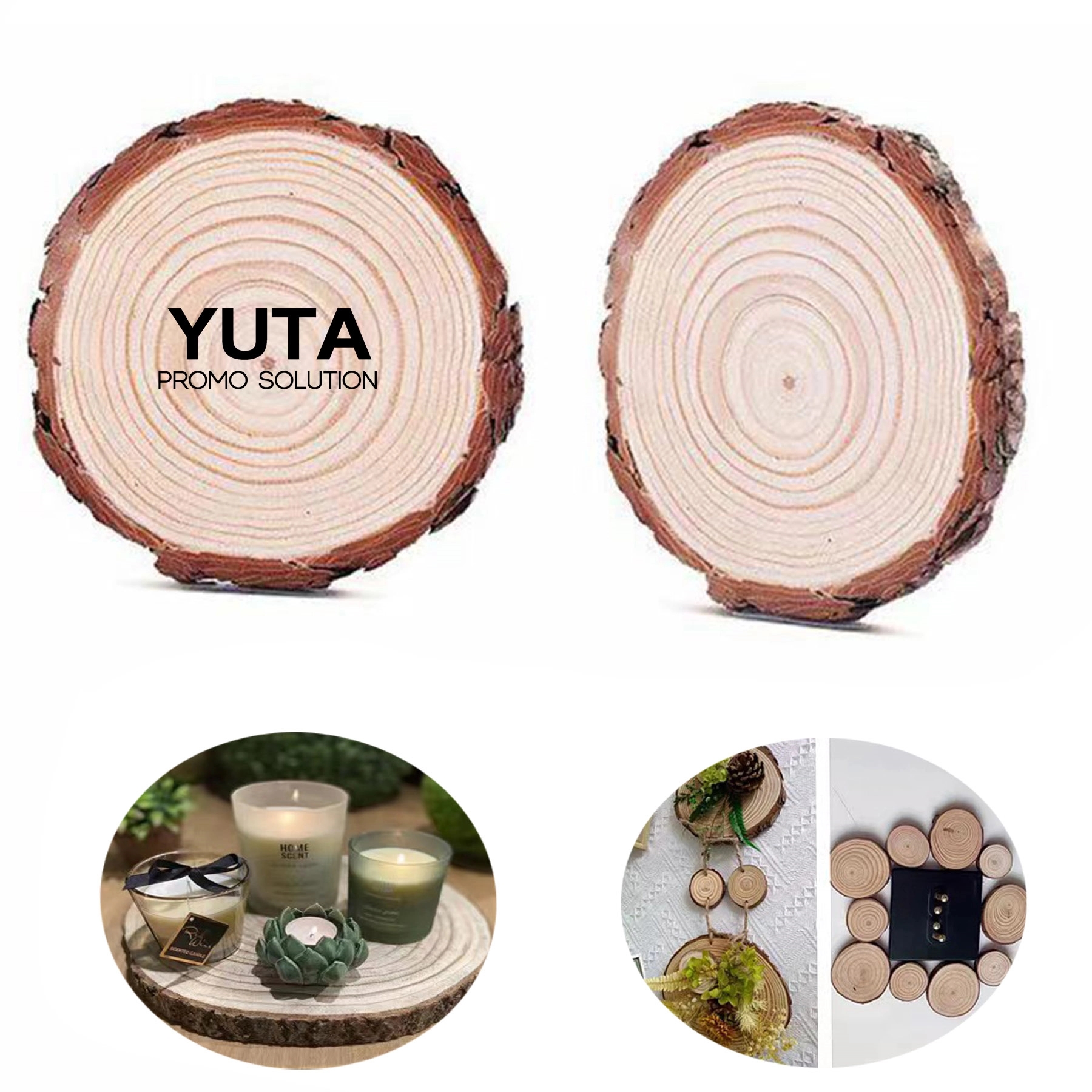 Unfinished Natural Wood Slices Circle With Bark Log Disc 1