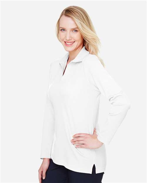 Women's CrownLux Performance® Plaited Long Sleeve Polo - DG20LW 12